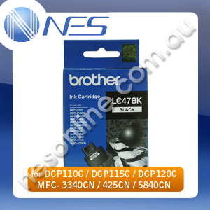 Brother Genuine LC47BK BLACK Ink Cartridge for DCP110C/115C/120C/MFC210C/215C/3240C/410CN/420CN/425CN/5440CN/5840CN/620CN/640CW (500 Pages Yield) [LC-47BK]