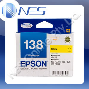 Epson Genuine 138 High Capacity DURABrite Ultra YELLOW Ink Cartridge for Stylus NX230/NX420/N430/NX635, WorkForce 320/325/435/525/545/60/625/630/633/645/840/845/7010/7510/7520 [C13T138492] ***FREE SHIPPING!***