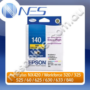 Epson Genuine 140 Extra High Capacity VALUE PACK C/M/Y/K Ink Cartridge for Stylus NX635, WorkForce 545/60/625/630/633/645/840/845/7010/7510/7520 (765 Pages Yield) [C13T140692] ***FREE SHIPPING!***