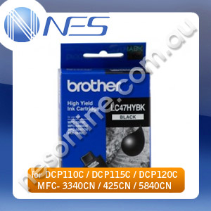 Brother Genuine LC47HYBK High Yield BLACK Ink Cartridge for DCP110C/115C/120C/MFC210C/215C/3240C/410CN/420CN/425CN/5440CN/5840CN/620CN/640CW (900 Pages Yield) [LC-47HYBK] ***FREE SHIPPING!***