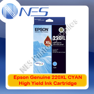 Epson 220XL-C CYAN High Yield Ink Cartridge for Workforce WF-2630/WF-2650/WF-2660