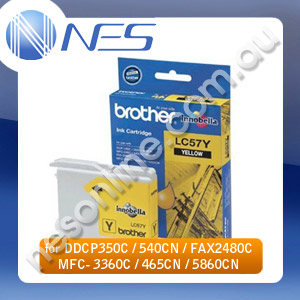 Brother Genuine LC57Y YELLOW Ink Cartridge for DCP130C/DCP135C/DCP150C/DCP330C/DCP350C/DCP540CN/DCP560CN/FAX1360/FAX2480C/MFC240C/MFC3360C/MFC440CN/MFC465CN/MFC5460CN/MFC5860CN/MFC665CW/MFC685CW/MFC885CW (400 Pages Yield) [LC-57Y]