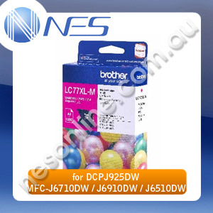 Brother Genuine LC77XL-M High Yield MAGENTA Ink Cartridge for DCP-J925DW/MFC-J5910DW/MFC-J6510DW/MFC-J6710DW/MFC-J6910DW (1200 Pages Yield) [LC-77XLM]