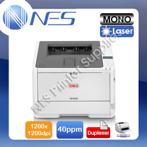 OKI B432DN Mono Laser Network Printer+Auto Duplexer+3-Yr Warranty 40ppm 45762013