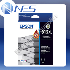 Epson Genuine #812XL Black High Yield Ink Cartridge for WF-4830, WF-4835, WF-3820, WF-3825 [C13T05E192]