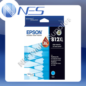 Epson Genuine #812XL Cyan High Yield Ink Cartridge for WF-4830, WF-4835, WF-3820, WF-3825 [C13T05E292]