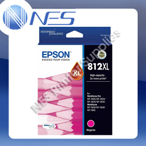Epson Genuine #812XL Magenta High Yield Ink Cartridge for WF-4830, WF-4835, WF-3820, WF-3825 [C13T05E392]