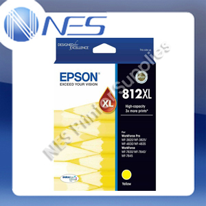 Epson Genuine #812XL Yellow High Yield Ink Cartridge for WF-4830, WF-4835, WF-3820, WF-3825 [C13T05E492]