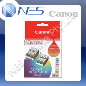 CANON Genuine PGI-520/CLI-521 INK Set (5x)+Extra PGI-520BK BLACK for iP3600/iP4600/iP4700/MP540/MP550/MP560/MP620/MP630/MP640/MP980/MP990/MX860/MX870