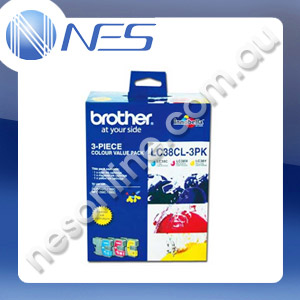 Brother Genuine LC38CL3PK Color Photo Value Pack (3x C/M/Y Ink) for DCP145C/DCP165C/DCP195C/DCP375CW/MFC250C/MFC255CW/MFC257CW/MFC290C/MFC295CN (260 Pages Yield) [LC-38CL3PK]