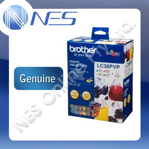 Brother Genuine LC38PVP Photo Value Pack (set of 4x C/M/Y/K+Photo Paper) Ink Cartridge for DCP-145C/DCP-165C/MFC-250C/MFC-290C (260 Pages Yield) [LC-38PVP]