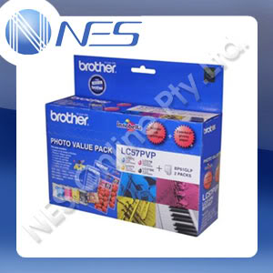Brother Genuine LC57PVP Photo Value Pack for DCP-130C,DCP135C,DCP150C,DCP330C,DCP350C,DCP540CN,DCP560CN,FAX1360,MFC-3360C,FAX2480C,MFC240C,MFC440CN,MFC465CN,MFC5460CN,MFC5860CN,MFC665CW,MFC685CW,MFC885CW [LC-57PVP]