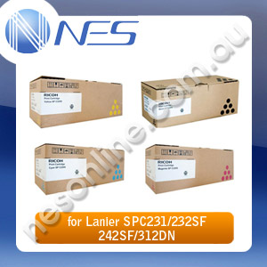 Ricoh/Lanier Genuine 406483-406486 Set of 4x Toner Cartridge for SPC231/SPC232SF/SPC242SF/SPC312DN [406483-406486]