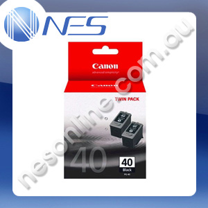 Canon Genuine PG40 Twin Pack FINE BLACK Ink Cartridge for Canon FAXJX200/FAXJX500/IP1200/IP1300/IP1600/IP1700/IP2200/JX210P/JX510P/MP140/MP150/MP160/MP170/MP180/MP190/MP210/MP220/MP450/MP460/MP470/MX300/MX310 [PG40BK-TWIN]