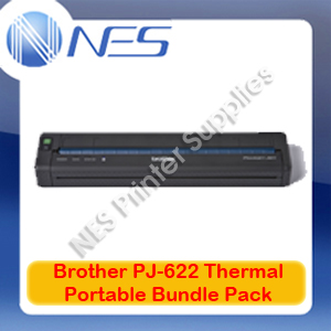 Brother PJ-622 Thermal Portable Printer Bundle Pack w/PA-C-411 Thermal paper