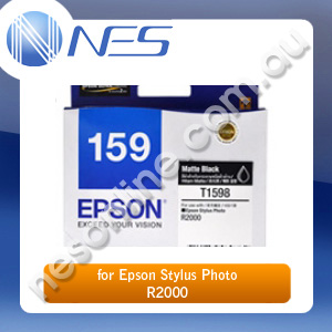 Epson Genuine 159 UltraChrome Hi-Gloss2 MATTE BLACK Ink Cartridge for Epson Stylus Photo R2000 [C13T159890]