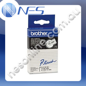 Brother P-Touch TC-201 - 12mmx7.5m TC Laminated Black-on-White Tape BRTC201 [TC-201] ***FREE SHIPPING!***