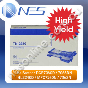 Brother Genuine TN2250 High Yield BLACK Toner Cartridge for HL-2240D/HL-2242DB/HL-2250DN/HL-2270DW/DCP-7060D/DCP-7065DN/MFC-7360N/MFC-7362N/MFC-7460N/MFC-7860DW Printer (2,600 Pages Yield) [TN-2250]