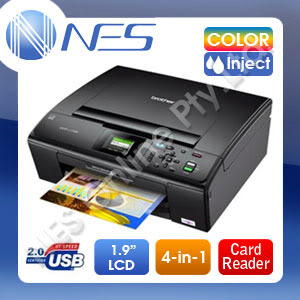 Brother DCPJ125 3-in-1 Inkjet Photo Printer +Card Reader +LCD Screen /w LC39 Starter Kit Ink Set Inc. Factory Refurb [DCP-J1215-RFB]