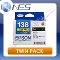 Epson Genuine 138 High Capacity DURABrite Ultra TWIN PACK BLACK Ink Cartridge for Stylus NX230/NX420/N430/NX635, WorkForce 320/325/435/525/545/60/625/630/633/645/840/845/7010/7510/7520 [C13T138194]